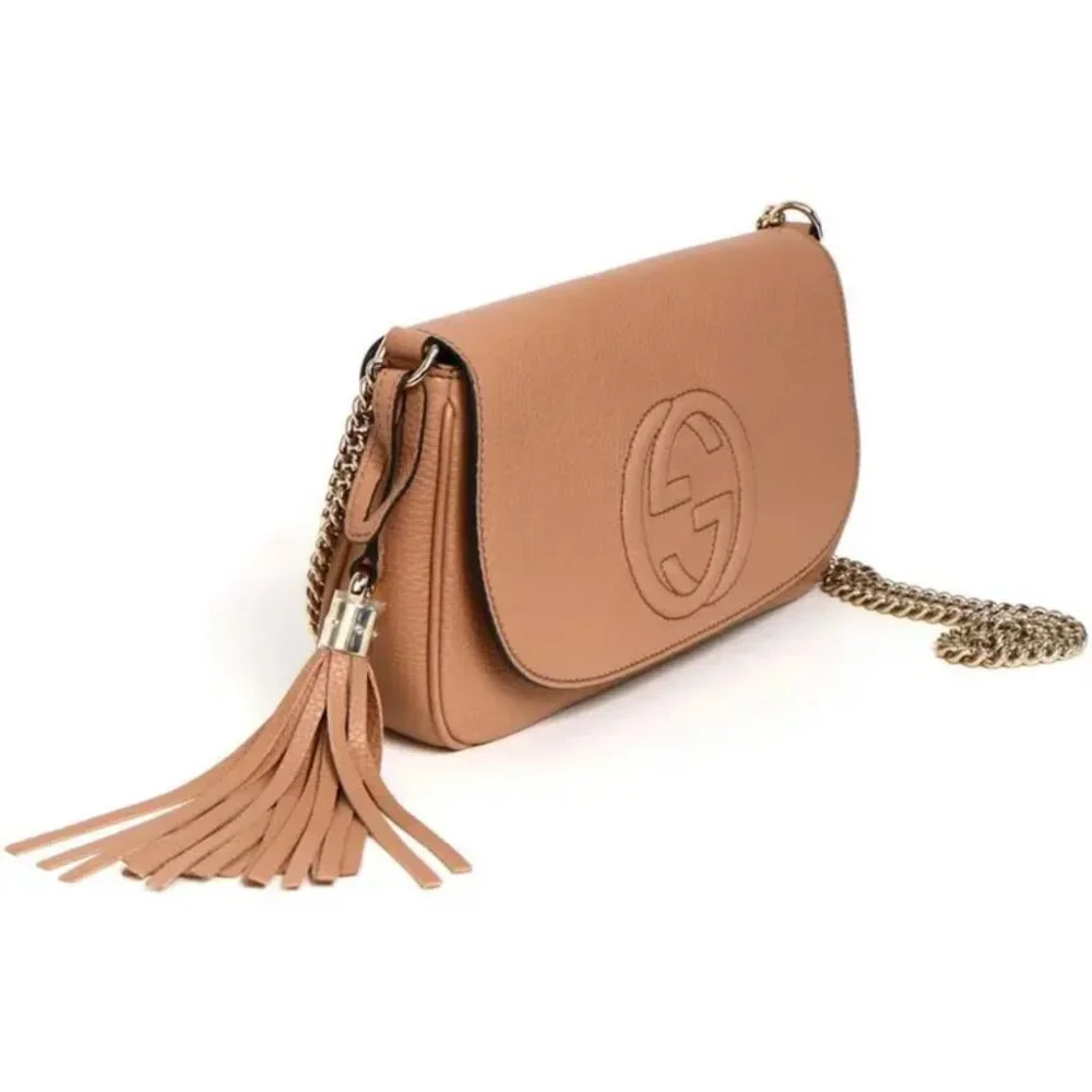 ❌SOLD❌ Authentic Gucci Medium Soho Pebbled Clafskin Leather Long Flap Crossbody - Picture 6 of 17